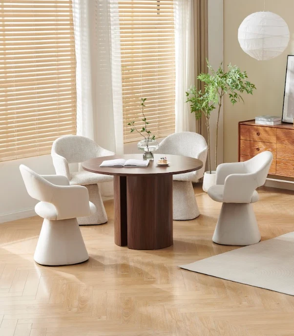 Table à manger Victoria noyer MDF ⌀ 110cm