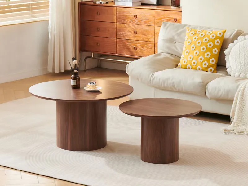 Table basse Gigogne duo pila MDF noyer 60-80cm