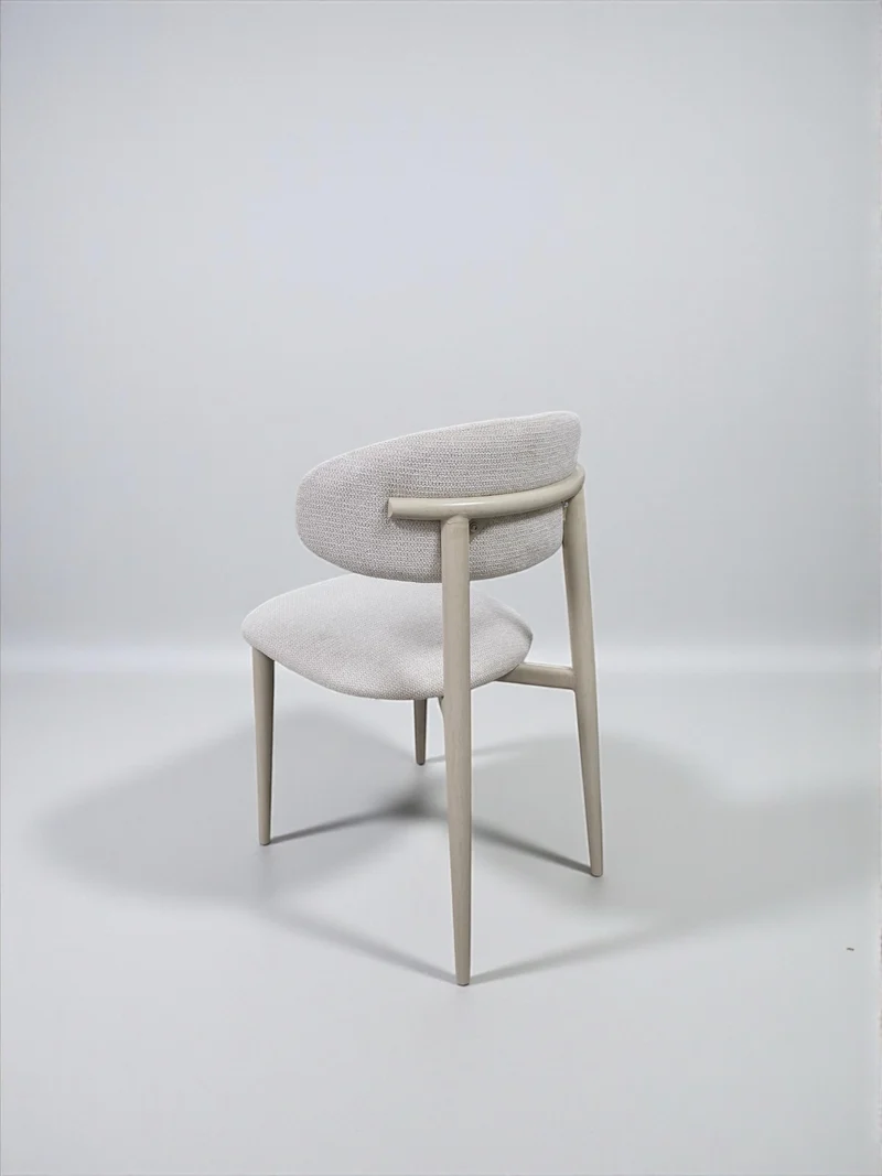 Chaise Bohême tissu chenille pied travertin