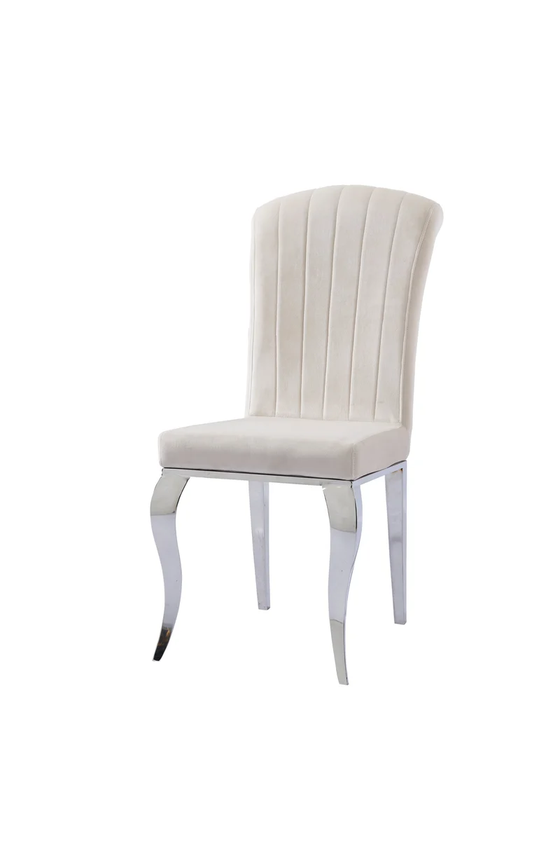 Chaise Nino velours beige pieds chrome