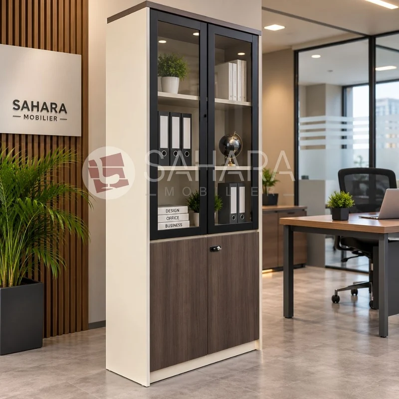 Armoire de Bureau en MDF avec Portes Vitrées – Réf C1213