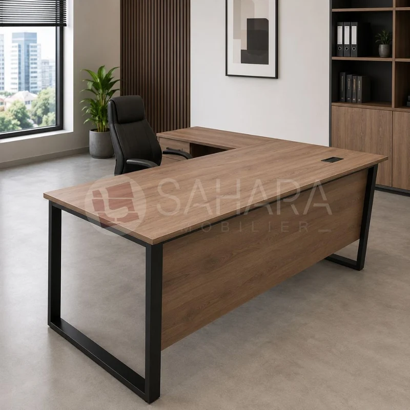 Bureau de Direction Professionnel avec Retour – Style Industriel Réf C1160