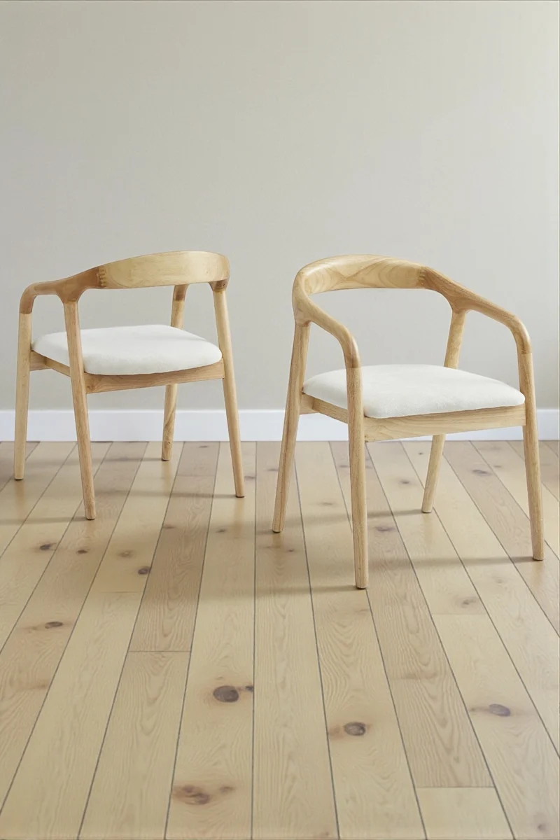 Chaise Carlyon bois d'hévéa pied chêne