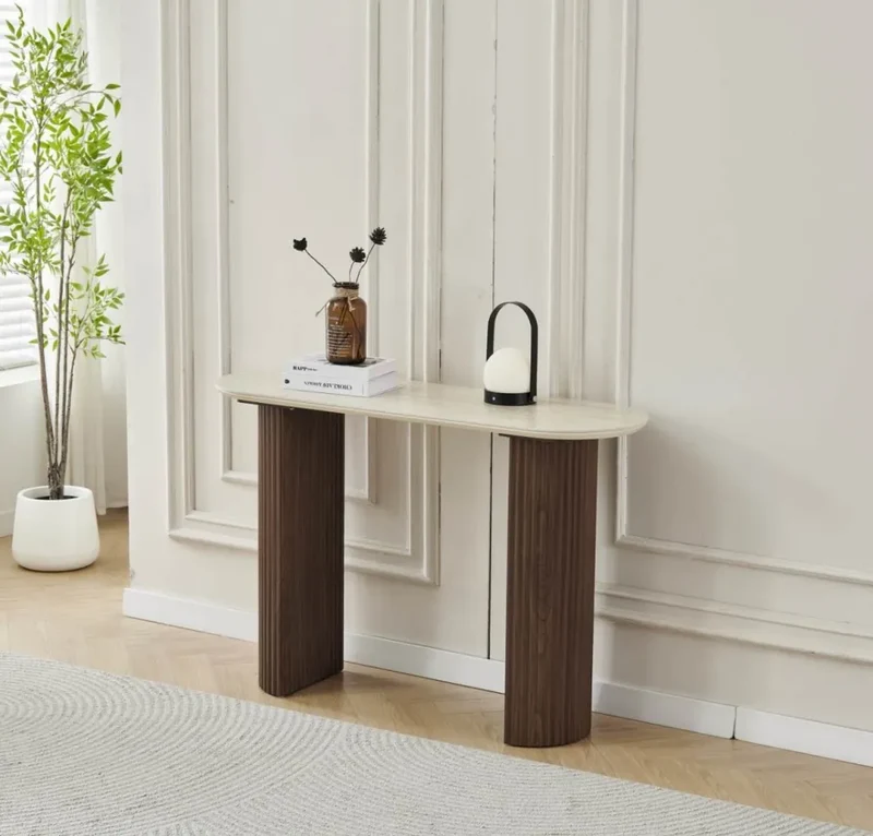Console Calypso céramique noyer travertin 120cm