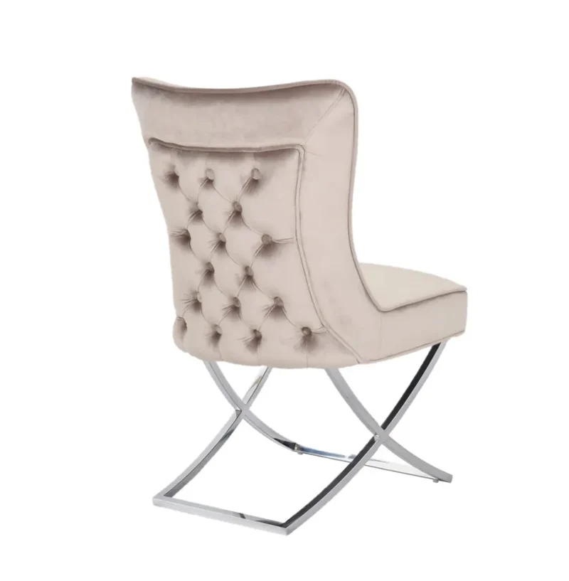 Chaise Gabi velours taupe chrome