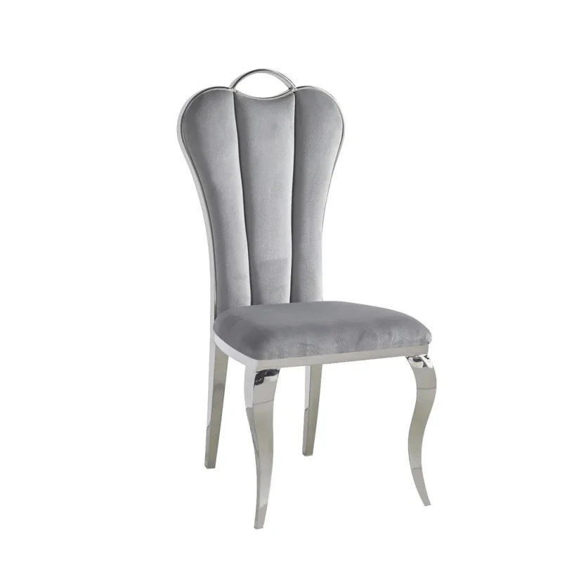 Chaise Alice velours gris pied chrome