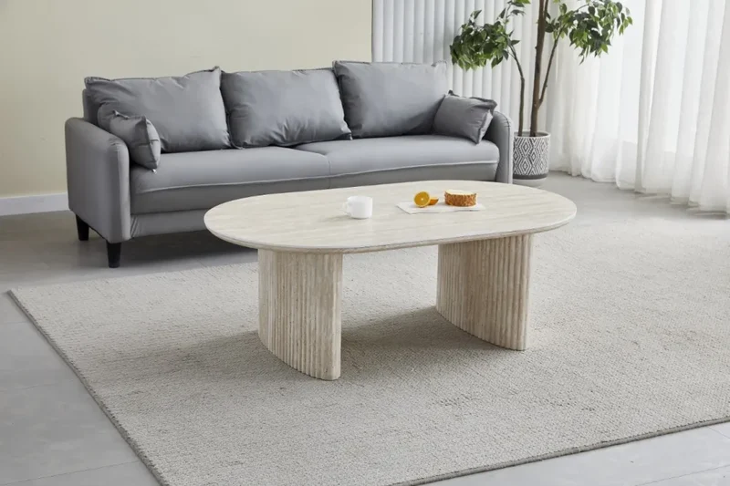Table basse Joséphine céramique travertin 120cm