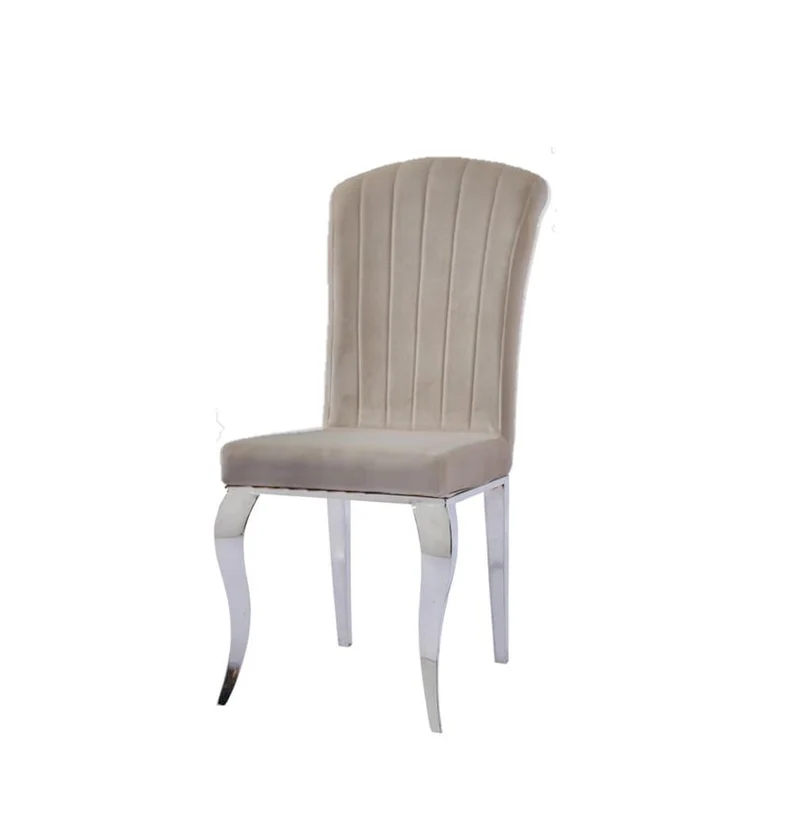 Chaise Nino velours taupe pied chrome