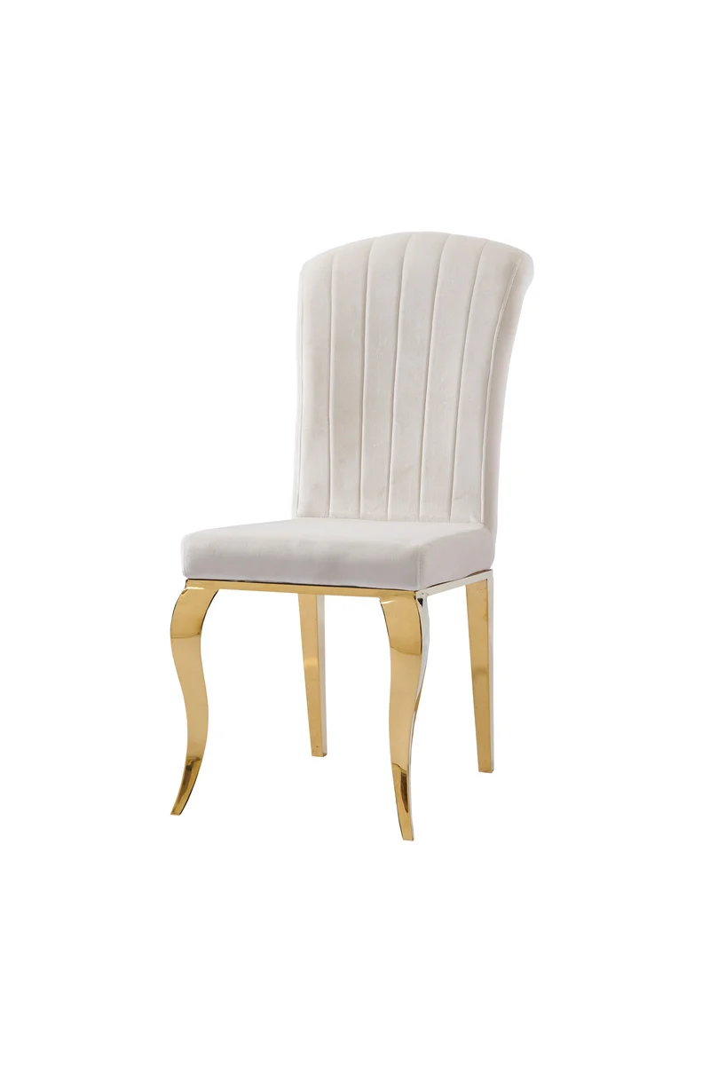 Chaise Nino velours beige pied doré