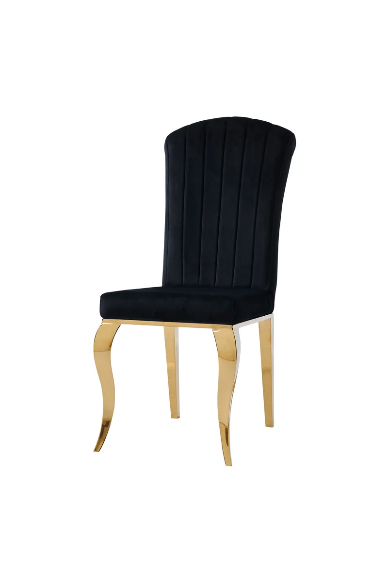 Chaise Nino velours noir pied doré