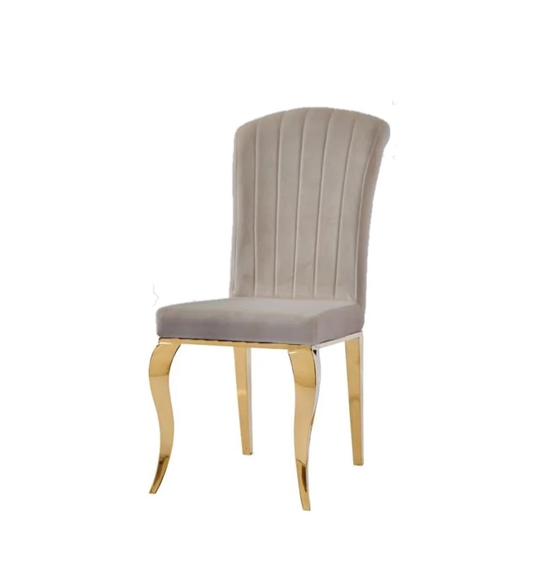 Chaise Nino velours taupe pied doré