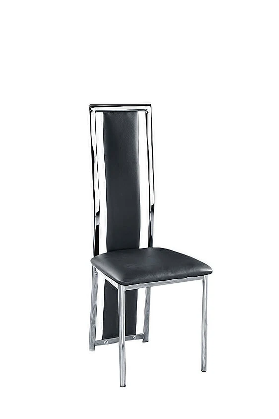 Chaise contour métal similicuir noir pied chrome