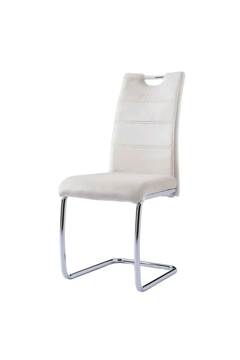 Chaise poignée velours taupe pied chrome