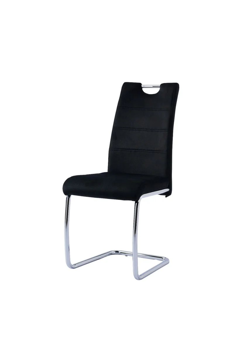 Chaise poignée similicuir noir pied chrome