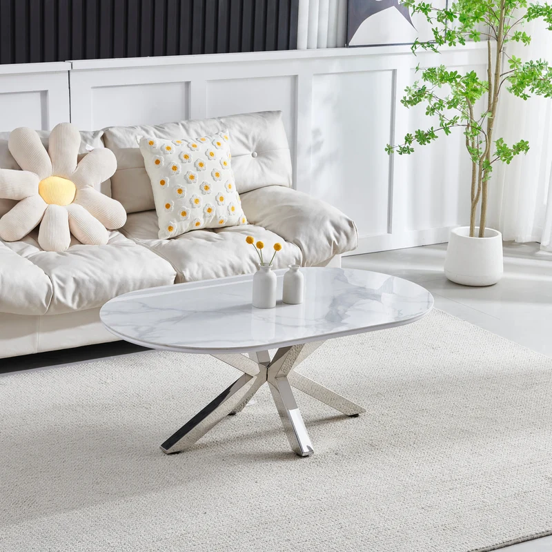 Table basse Ophélia céramique pied chrome 120cm