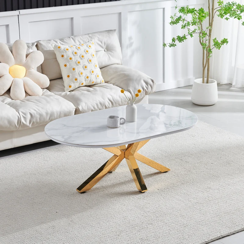 Table basse Ophélia céramique pied doré 120cm