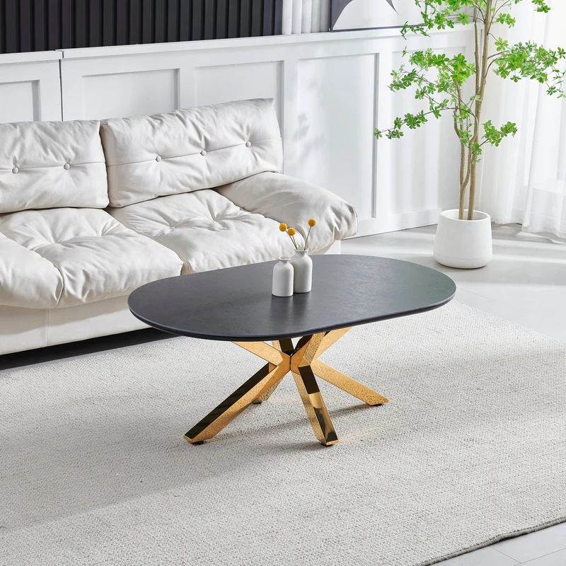 Table basse Ophélia céramique pied doré 120cm