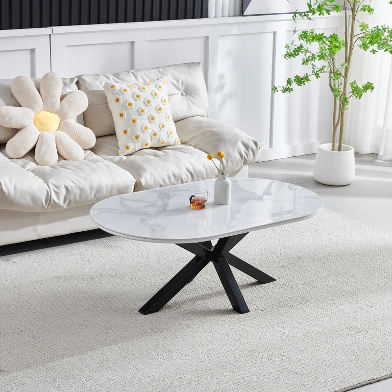 Table basse Ophélia céramique pied noir 120cm