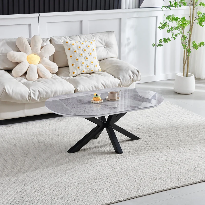 Table basse Ophélia céramique pied noir 120cm