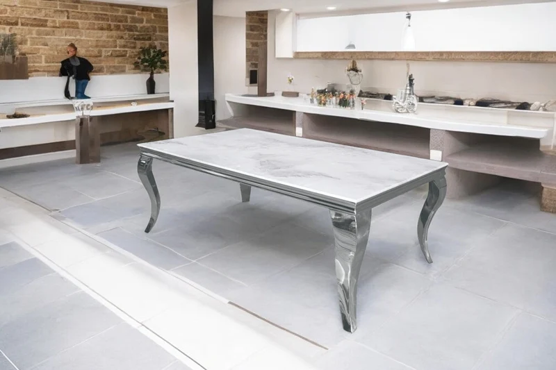 Table basse Baroque pied chrome 120cm