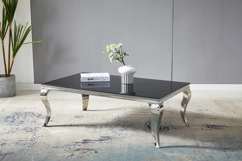 Table basse Baroque pied chrome 120cm