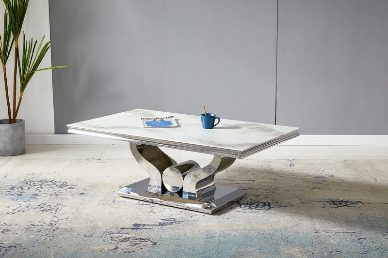 Table basse Trophée pied chrome 120cm