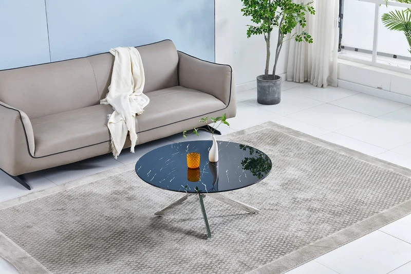 Table basse Olivia pied chrome ⌀ 90cm