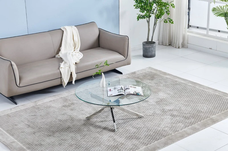 Table basse Olivia pied chrome ⌀ 90cm