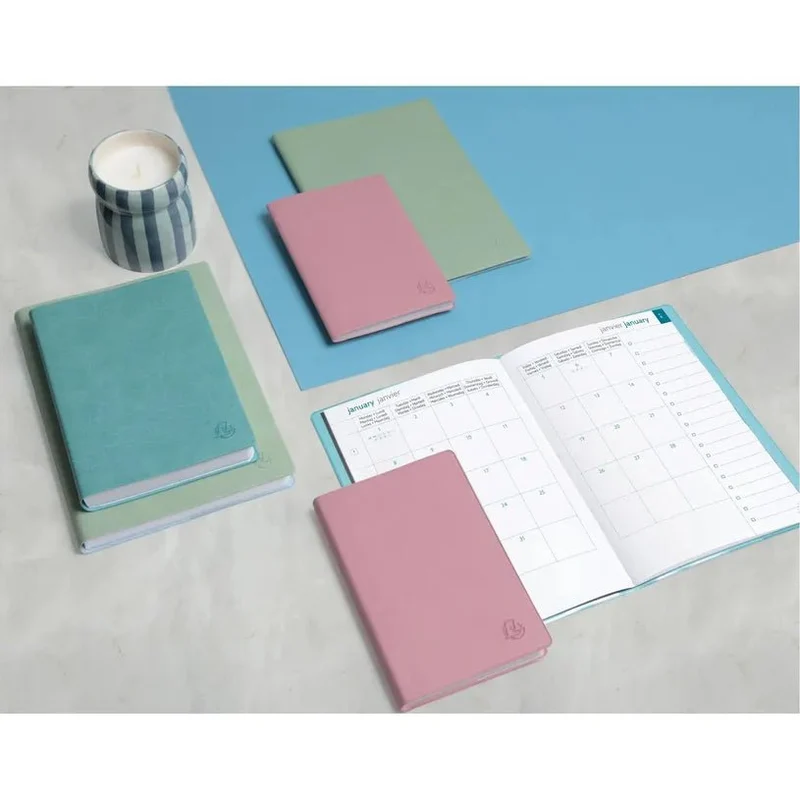 Agenda 2027 EXACOMPTA EasySlim 21 - 15 x 21 cm - Mensuel - Orientation horizontale - Ondine bleu eucalyptus