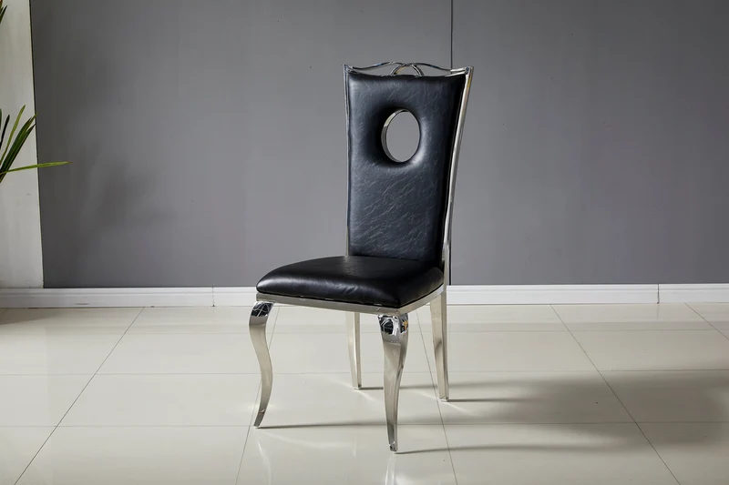 Chaise Royal noir pied chrome