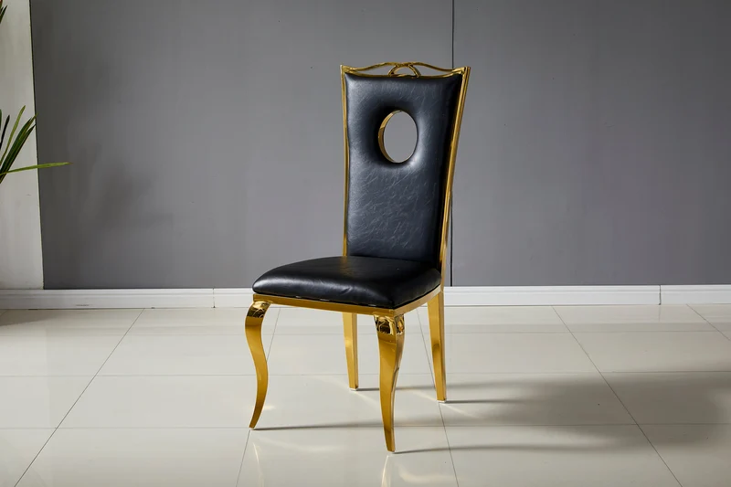 Chaise Royal noir pied doré