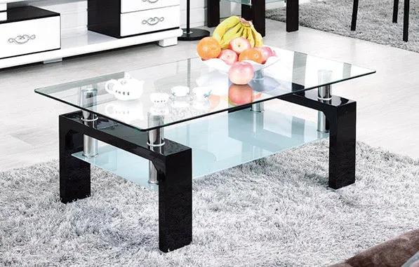 Table basse Gloria transparent noir 110cm