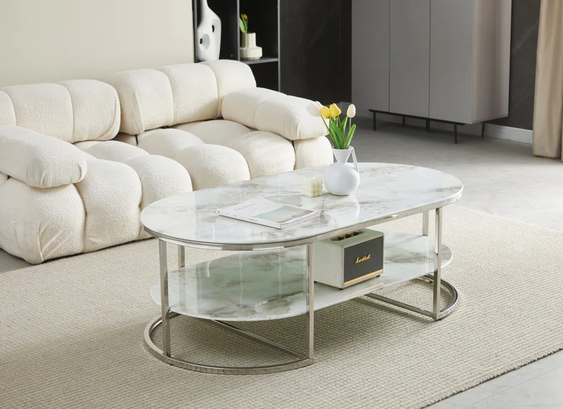 Table basse Leila chrome 130cm