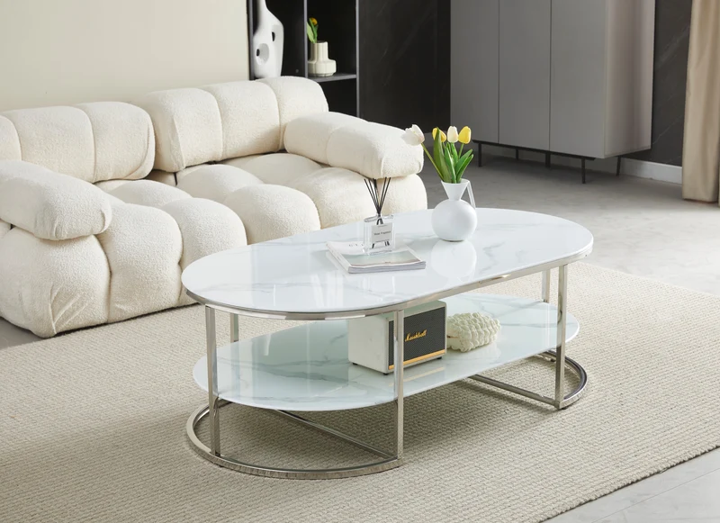 Table basse Leila chrome 130cm