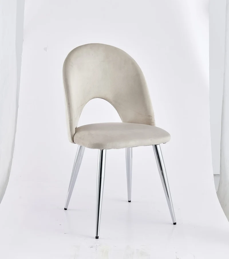 Chaise Amélia velours taupe pied chrome