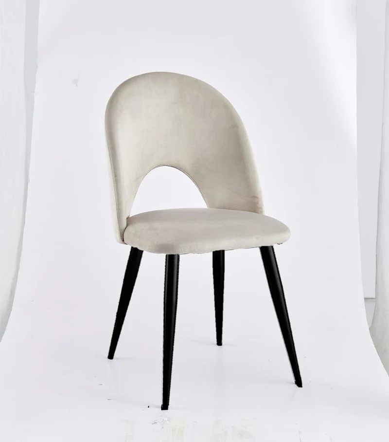 Chaise Amélia velours taupe pied noir