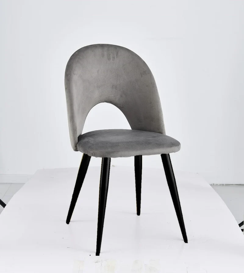 Chaise Amélia velours gris pied noir