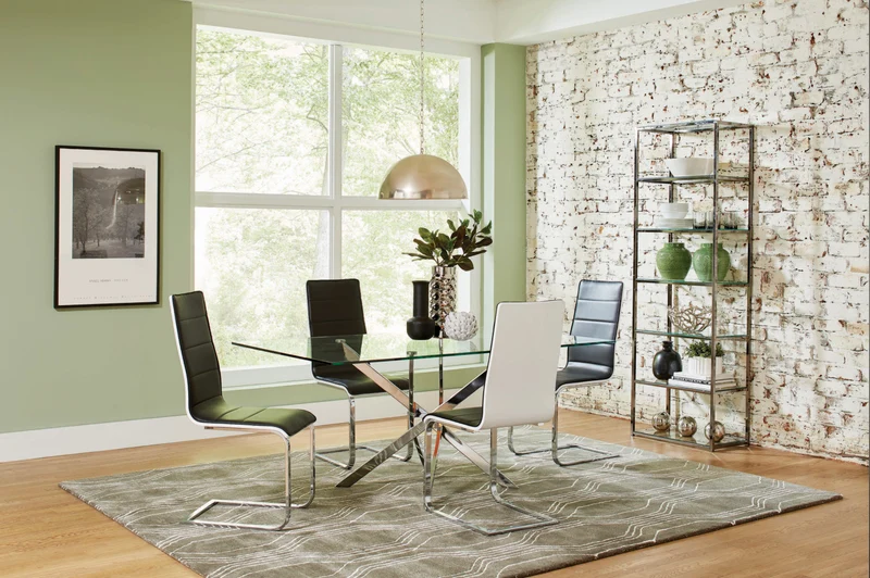 Table à manger Olivia transparent pied chrome 150cm