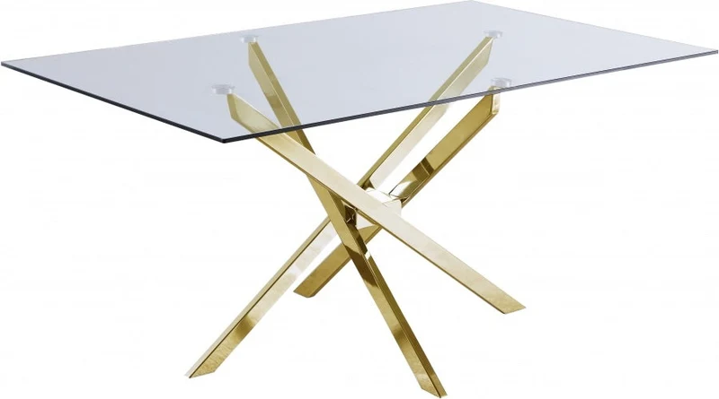 Table à manger Olivia pied transparent doré 150cm