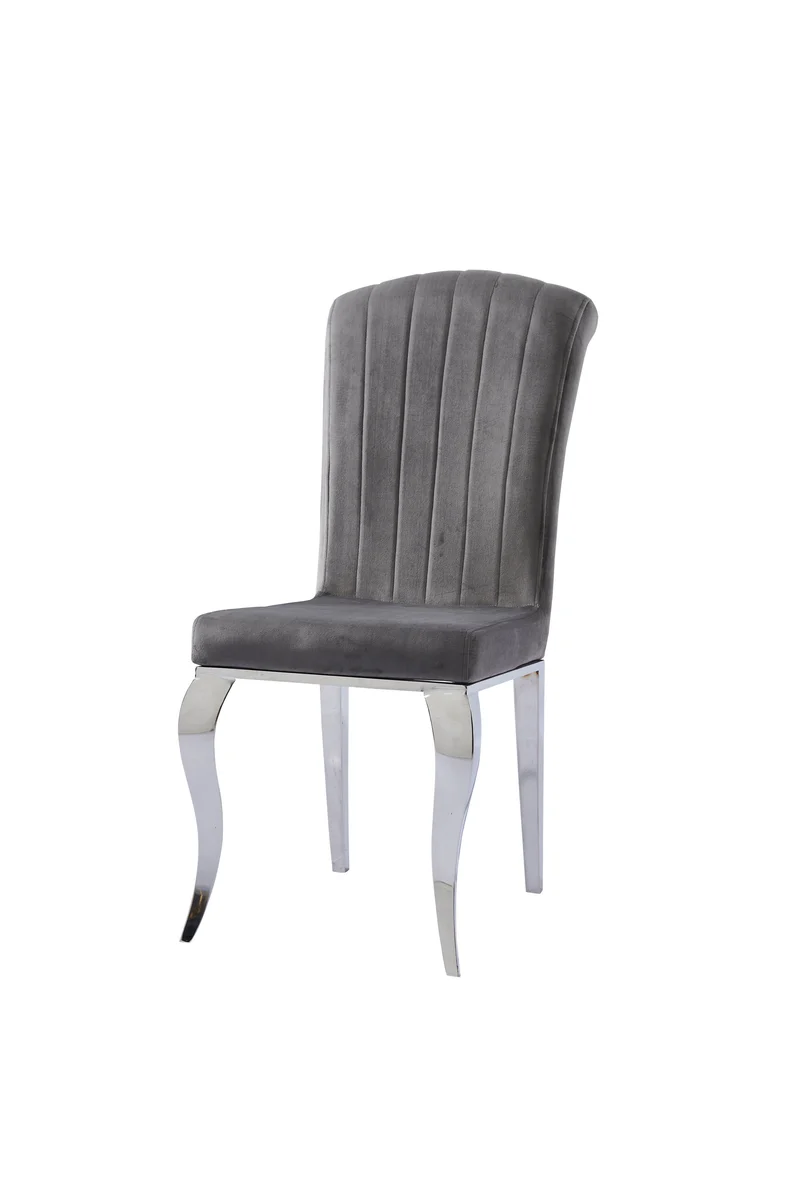 Chaise Nino velours gris pieds chrome