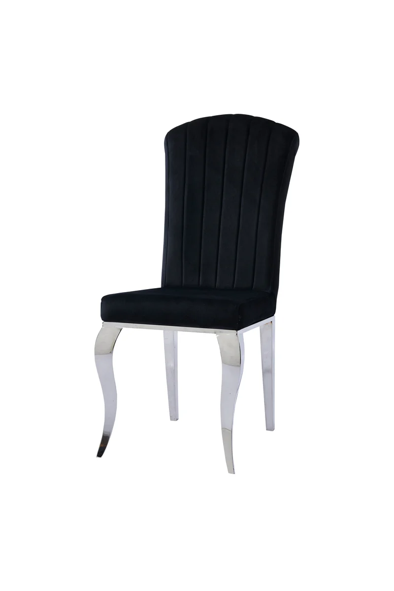 Chaise Nino velours noir pied chrome