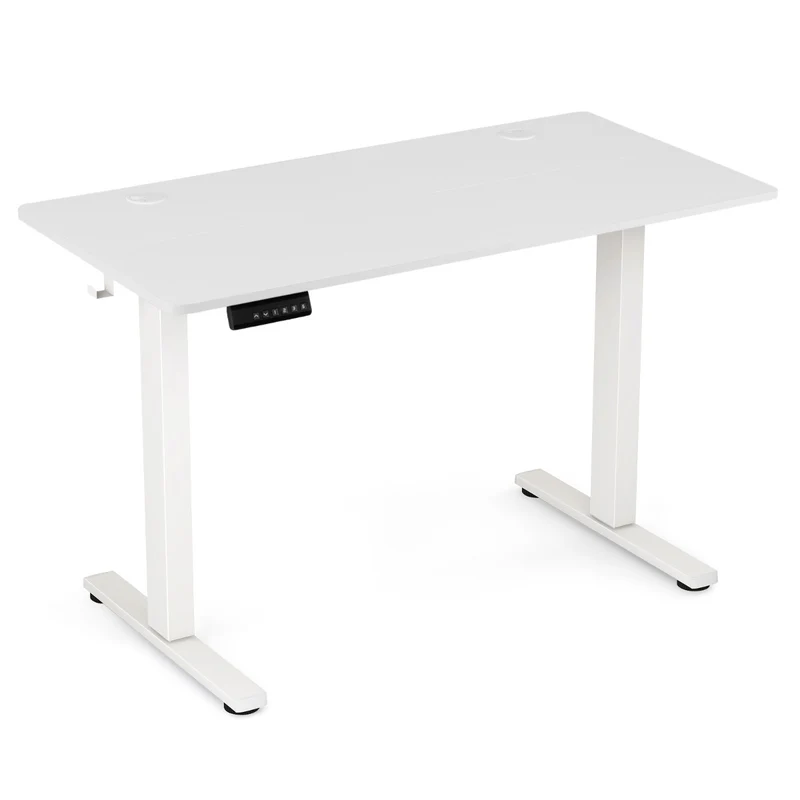 Costway - Bureau Electrique, Bureau Assis Debout Electrique, Bureau Assis Debout, 3 Hauteurs de Mémoire, Bureau Ordinateur, Table de Bureau, Blanc
