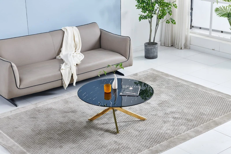 Table basse Olivia pied doré ⌀ 90cm