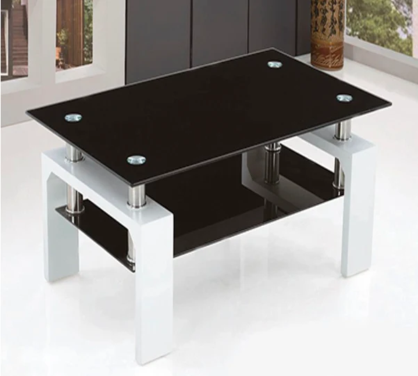 Table basse Gloria noir pied blanc 110cm