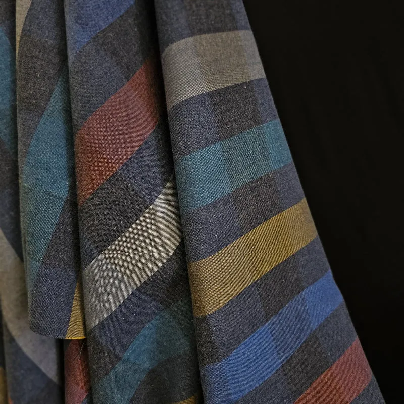 Tissu de laine léger tissé teint | Carreaux Highland Sunset | 80 cm | FIN DE ROULEAU