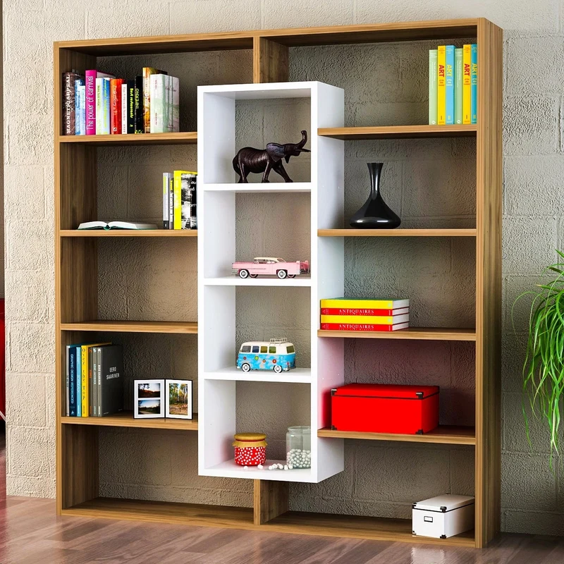 Bibliothèque “BIBLIELEGANCE” Bois et Blanc - Design moderne 125x135 cm - Étagères robustes 18 mm