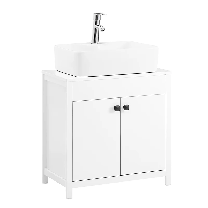 SoBuy BZR98-W Meuble sous-Lavabo, Meuble sous-Vasque à 2 étages réglable et 2 Portes