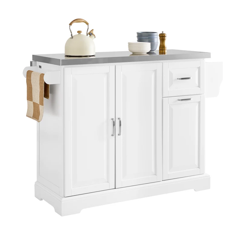 SoBuy FKW128-ST Desserte Cuisine avec Roulettes et Plan de Travail Extensible, Mobile, pour Cuisine et Salle à Manger, Pratique – L130×P46/71×H91 cm, Blanc