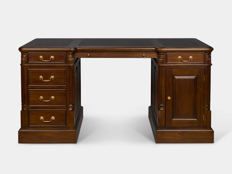 Pillar 160x80 Walnoot, klassiek Engels bureau, massief mahoniehout