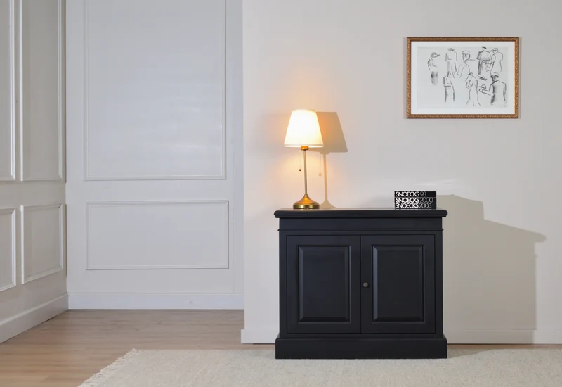 Sidetable gesloten Zwart Messing grepen